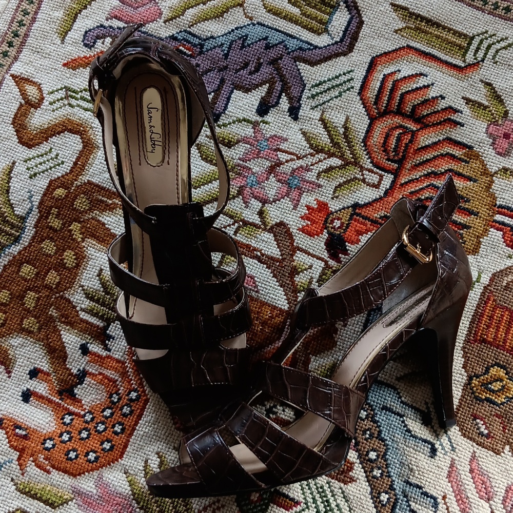 Sam & Libby Brown And Gold Heels. Great Condition. Size 8